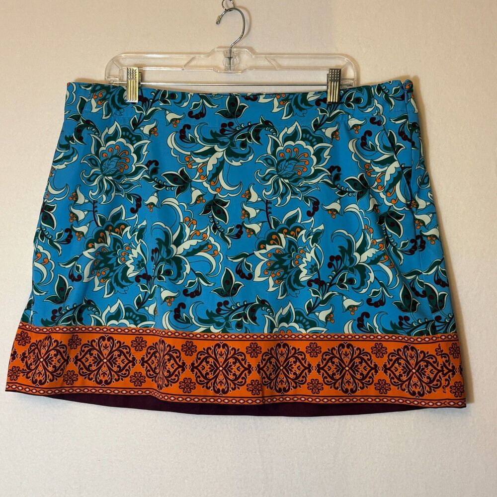 Lady‎ Hogan Scarf Golf Skort blue and orange EUC size 16